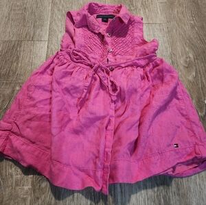 Tommy Hilfiger Kids Bright Pink Button-Down Dress